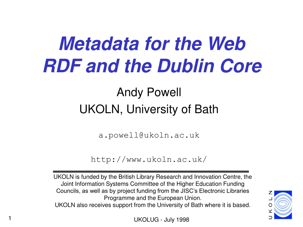 metadata for the web rdf and the dublin core