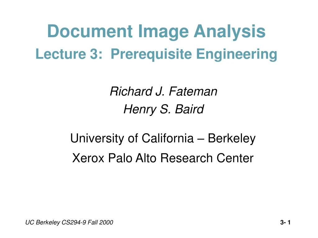document image analysis lecture 3 prerequisite engineering