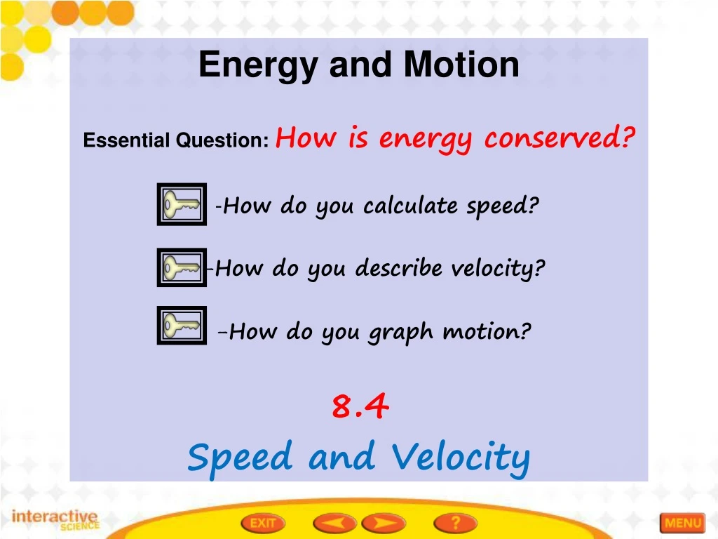 energy and motion essential question