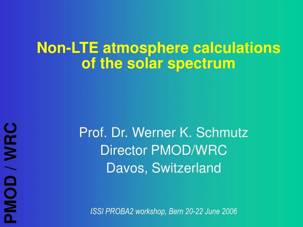 non lte atmosphere calculations of the solar spectrum