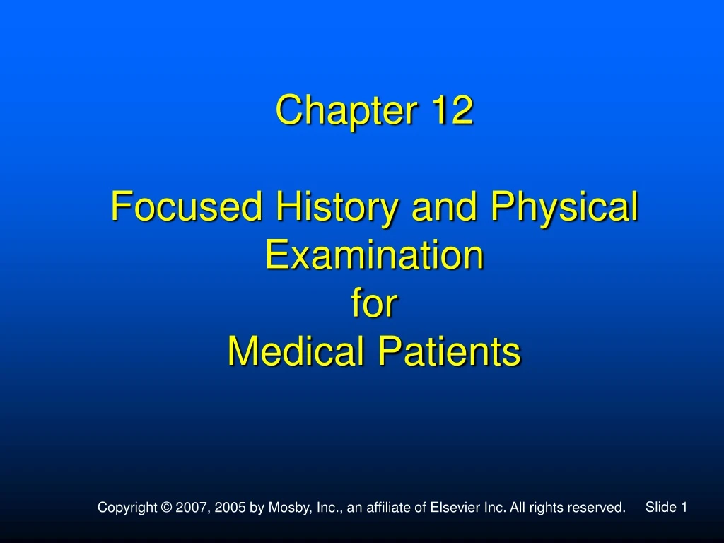 chapter 12 focused history and physical examination for medical patients
