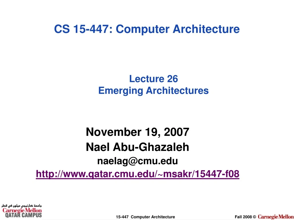 lecture 26 emerging architectures