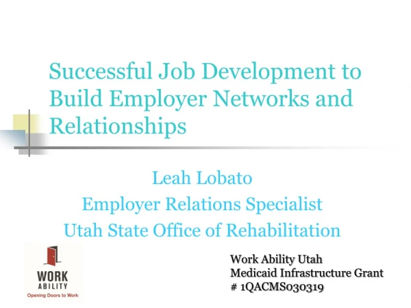 Successful Job Development to Build Employer Networks and Relationships