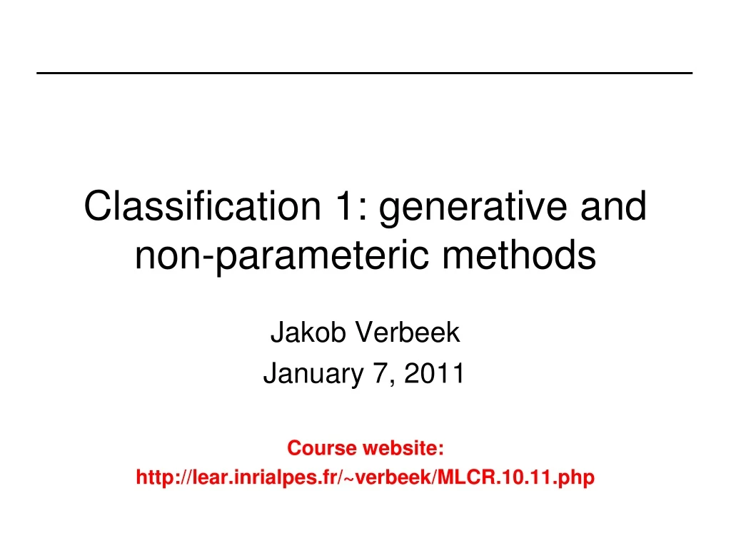 classification 1 generative and non parameteric methods