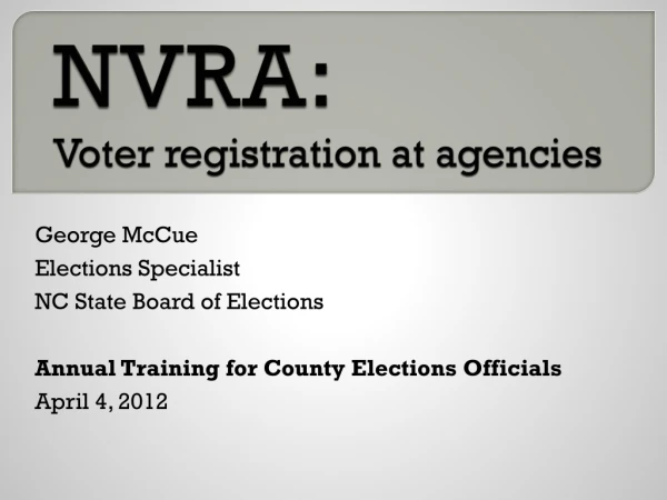NVRA:  Voter  registration  at agencies