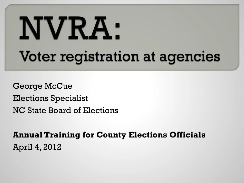 nvra voter registration at agencies