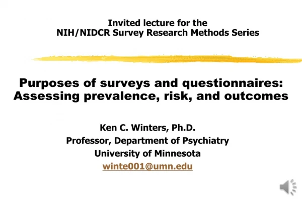 Invited lecture for the  NIH/NIDCR Survey Research Methods Series