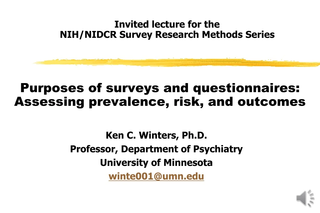 invited lecture for the nih nidcr survey research methods series