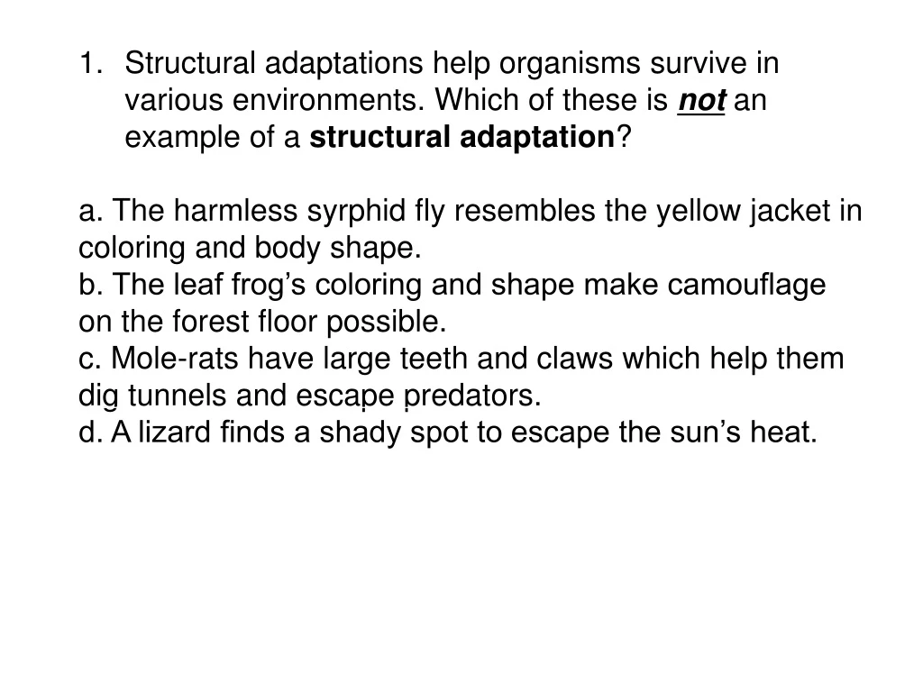 structural adaptations help organisms survive