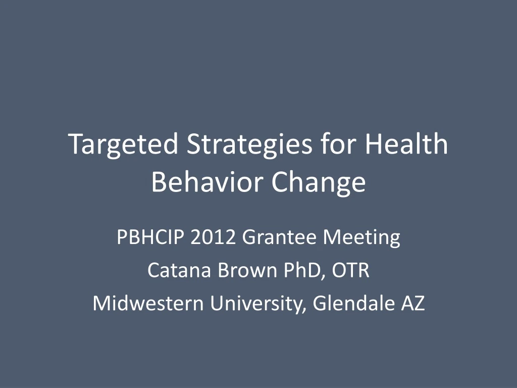 targeted strategies for health behavior change