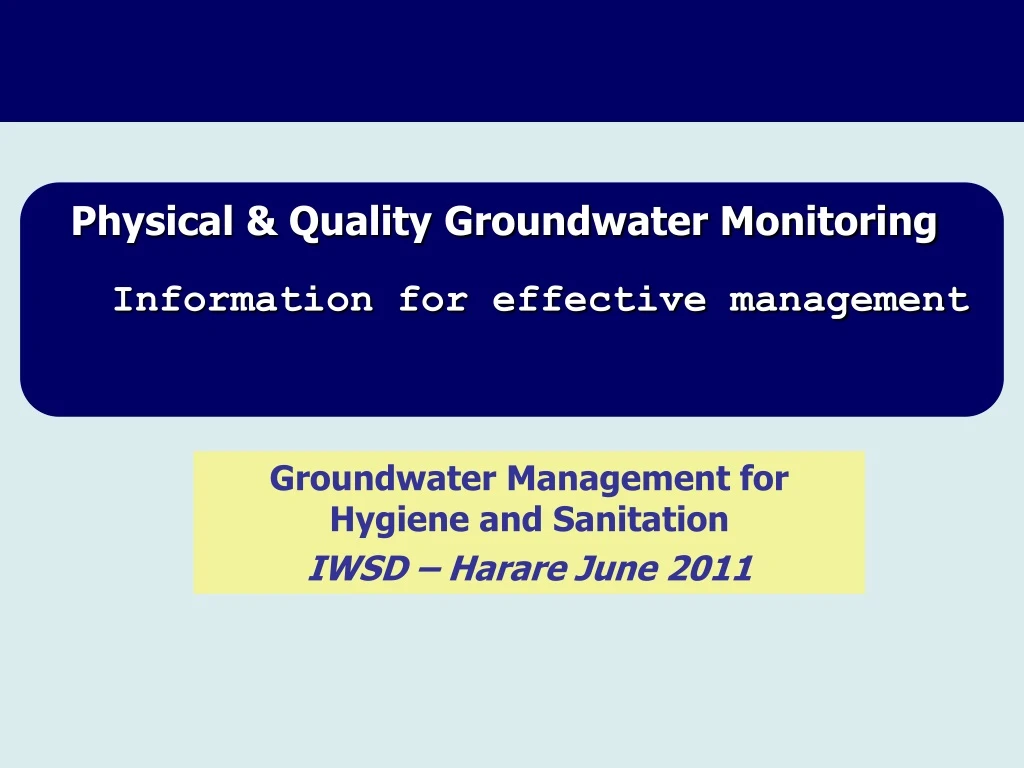 physical quality groundwater monitoring