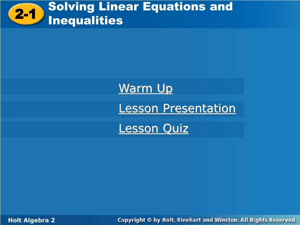 solving linear equations and inequalities