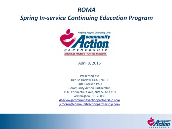 ROMA  Spring In-service Continuing Education Program