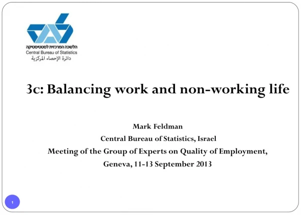 3c: Balancing work and non-working life Mark Feldman  Central Bureau of Statistics, Israel
