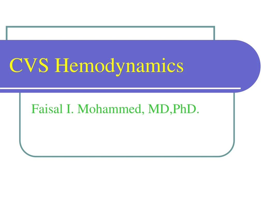 cvs hemodynamics