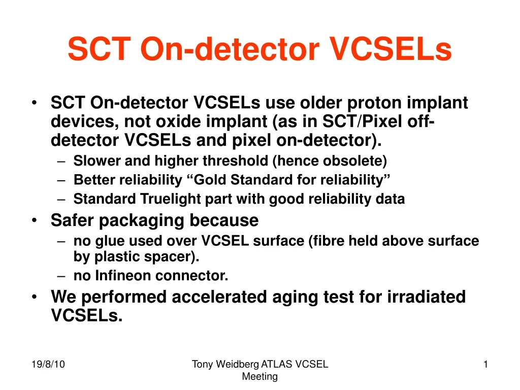 sct on detector vcsels