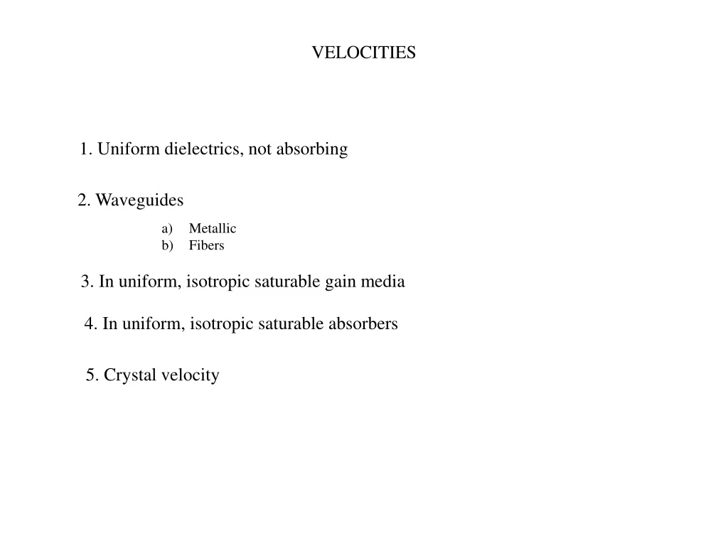 velocities