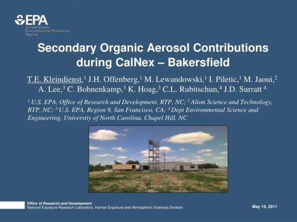 Secondary Organic Aerosol Contributions during CalNex – Bakersfield