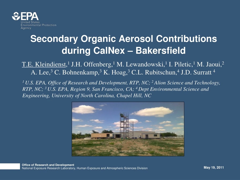 secondary organic aerosol contributions during calnex bakersfield