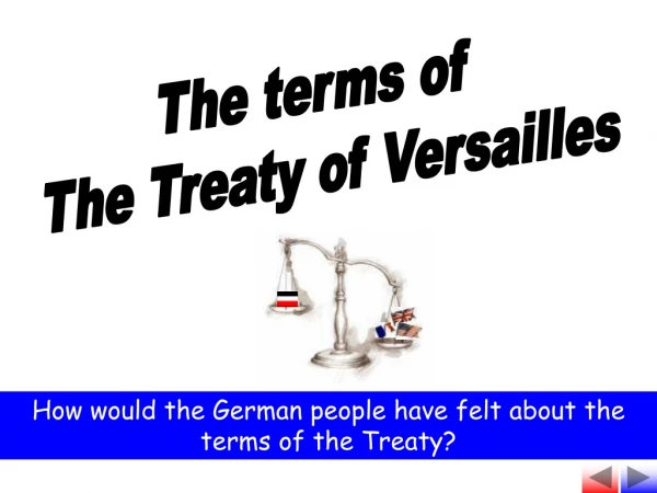 The terms of  The Treaty of Versailles