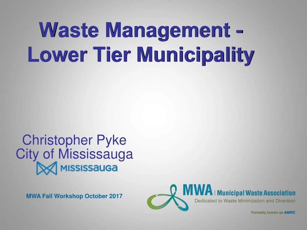 waste management lower tier municipality