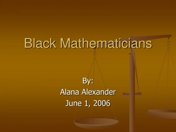 Black Mathematicians