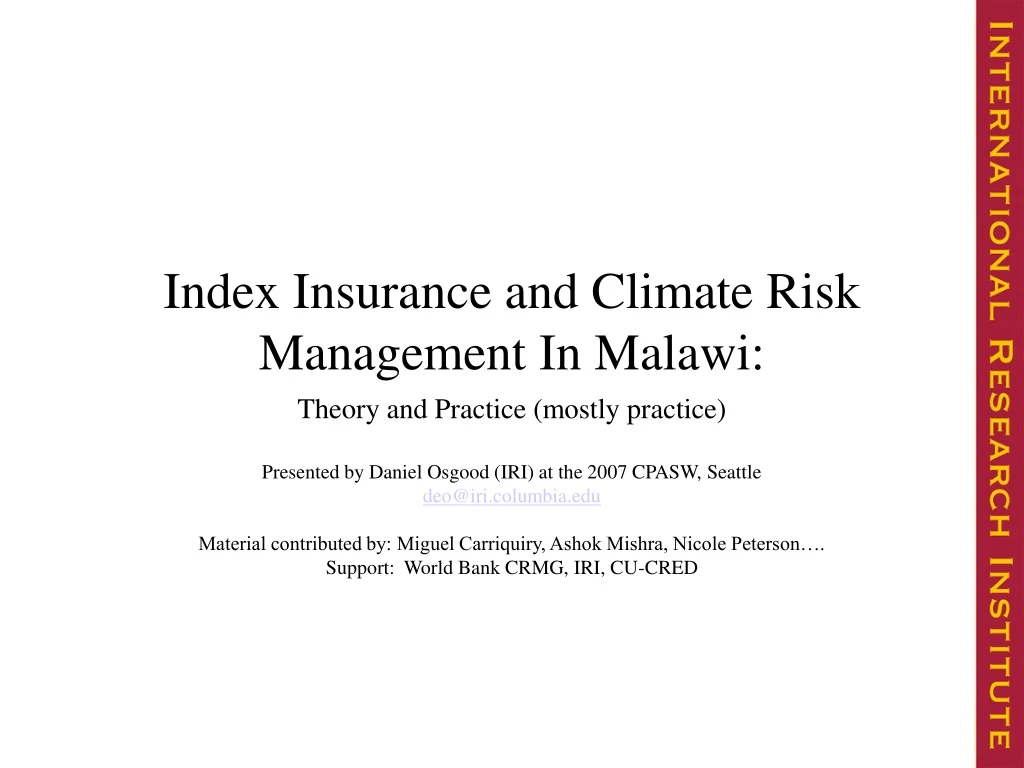 index insurance and climate risk management in malawi