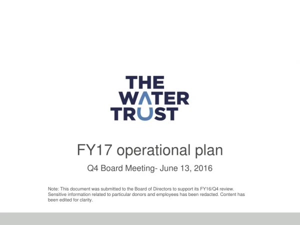 FY17 operational plan