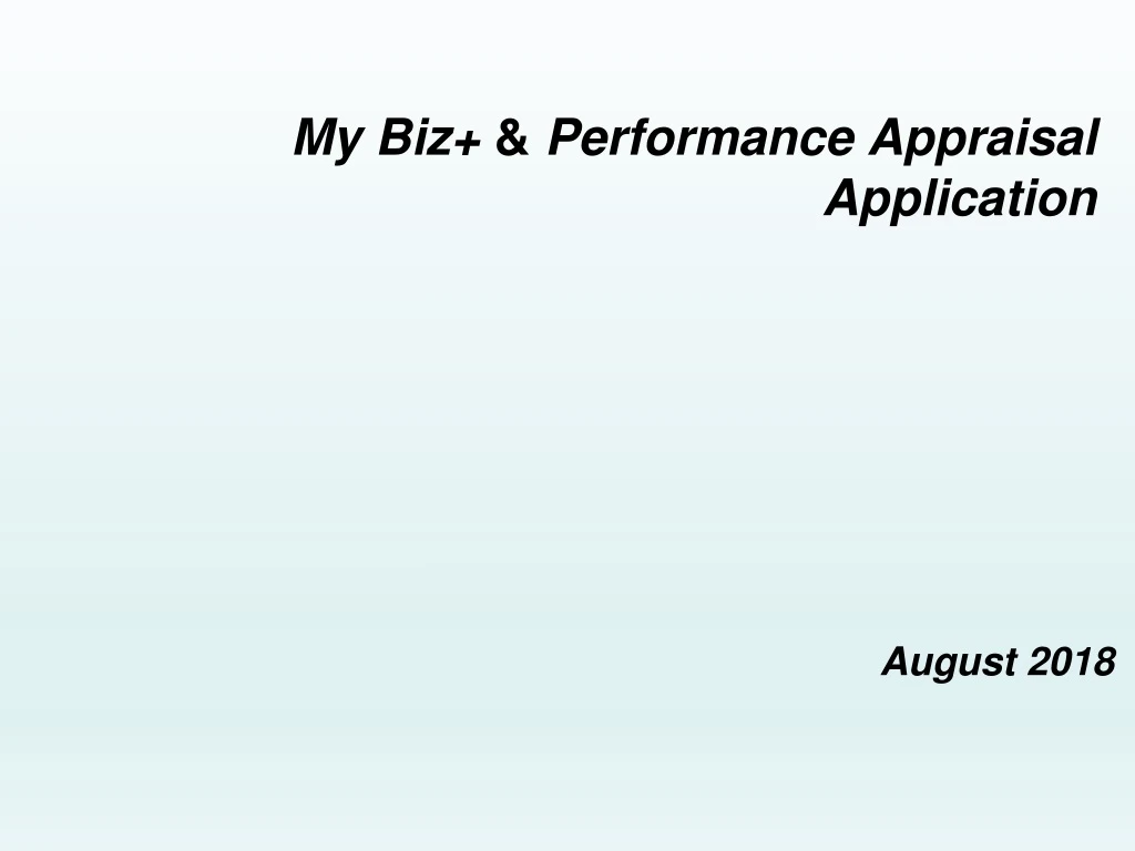 my biz performance appraisal application