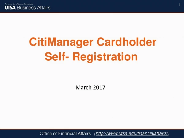 CitiManager  Cardholder Self- Registration