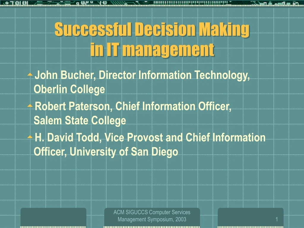 successful decision making in it management