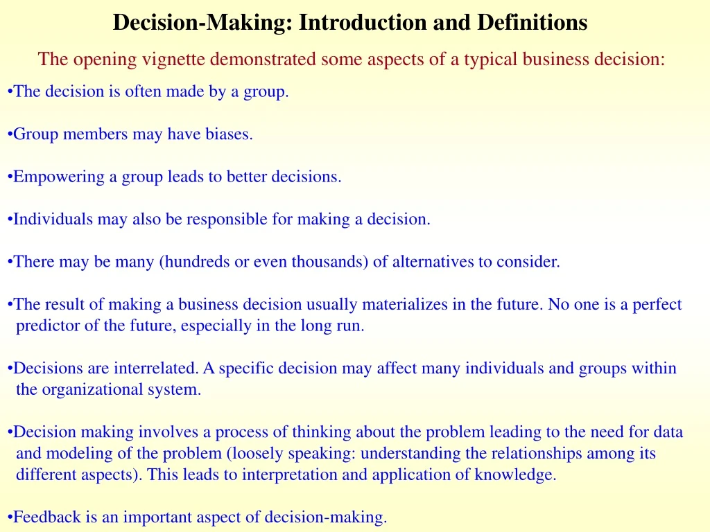 decision making introduction and definitions