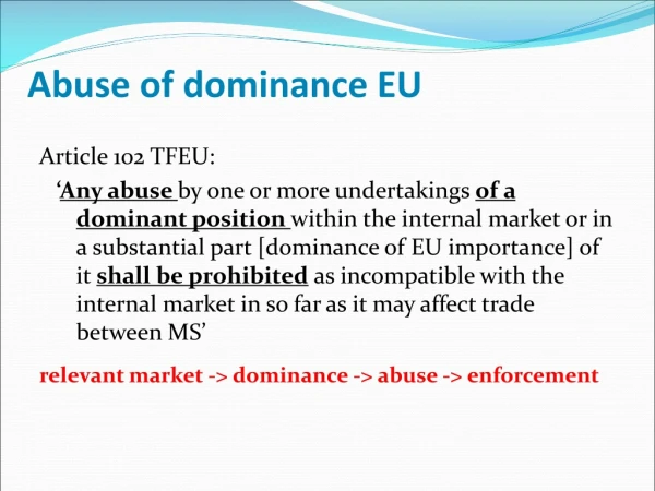 Abuse of dominance EU