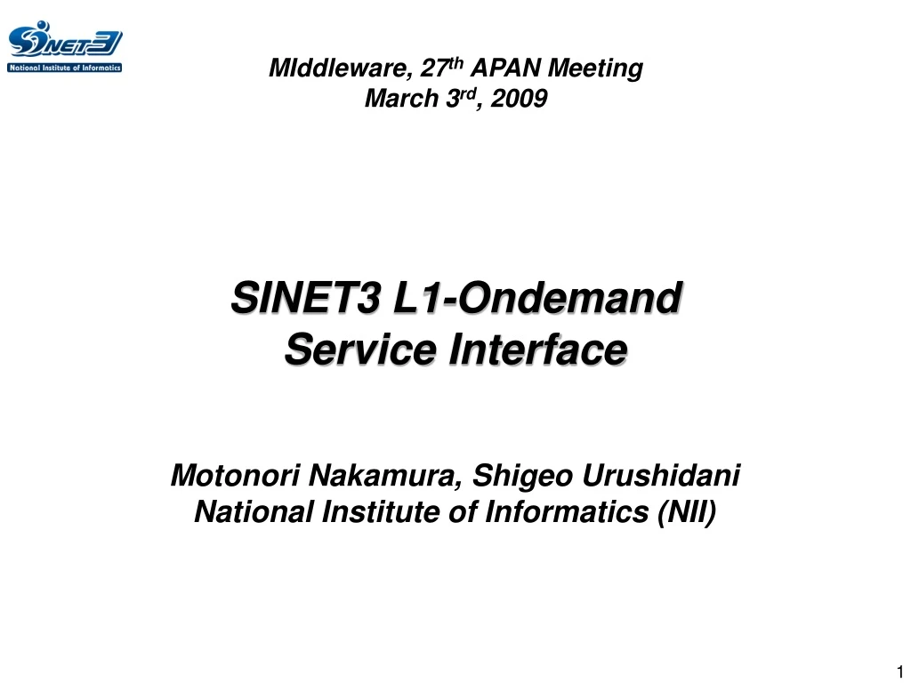 middleware 27 th apan meeting march 3 rd 2009