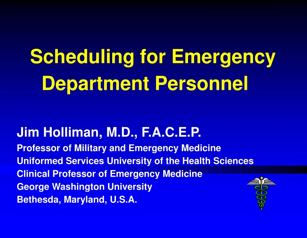 scheduling for emergency department personnel