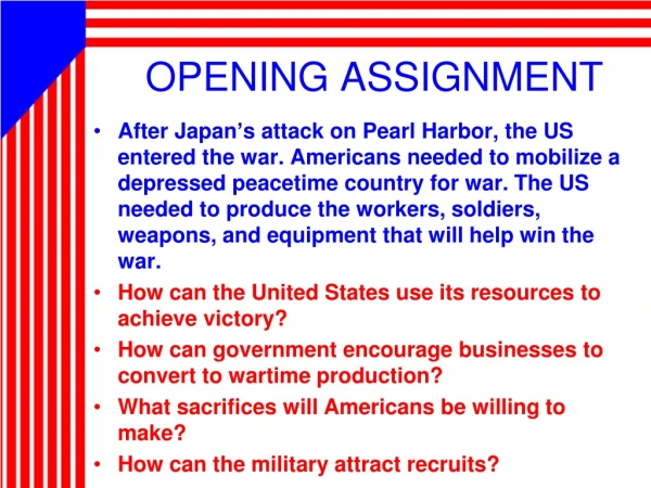 OPENING ASSIGNMENT