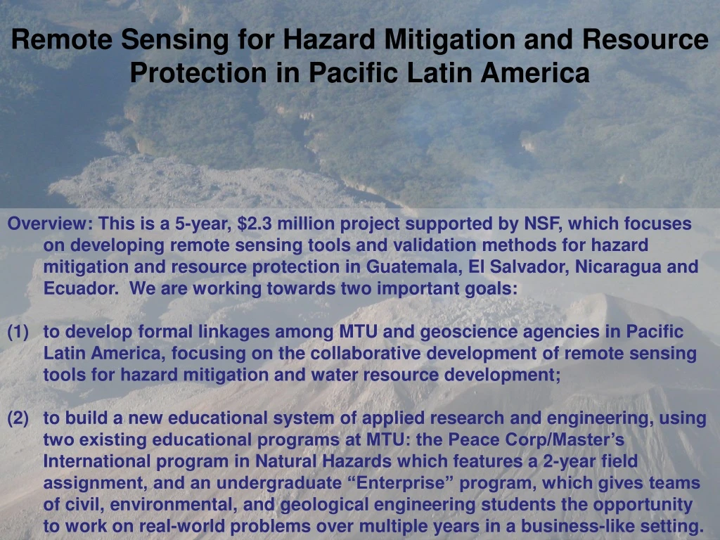 remote sensing for hazard mitigation and resource