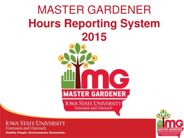MASTER GARDENER  Hours Reporting System 2015
