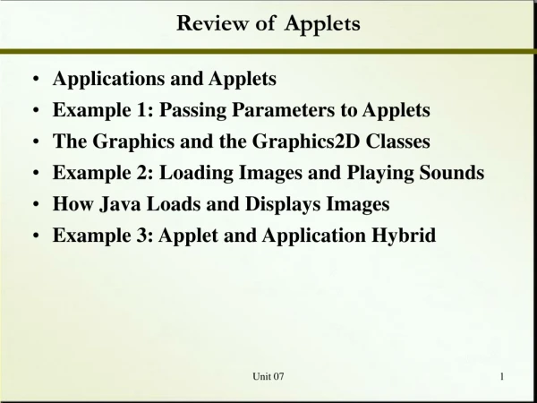 Review of Applets
