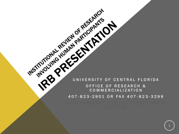 Institutional Review of Research Involving Human  Participants IRB Presentation