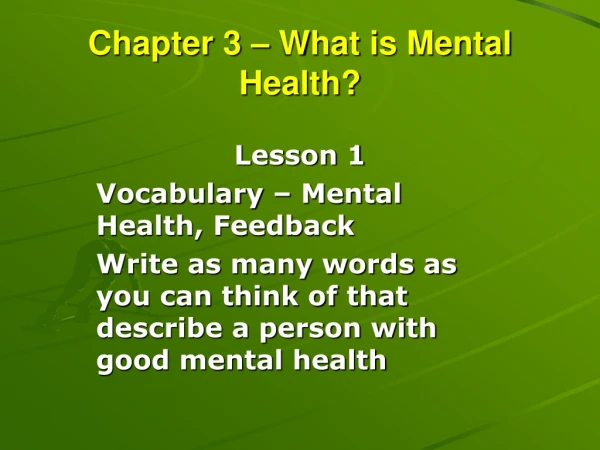 Chapter 3  – What is Mental Health?