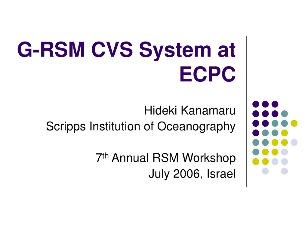 g rsm cvs system at ecpc