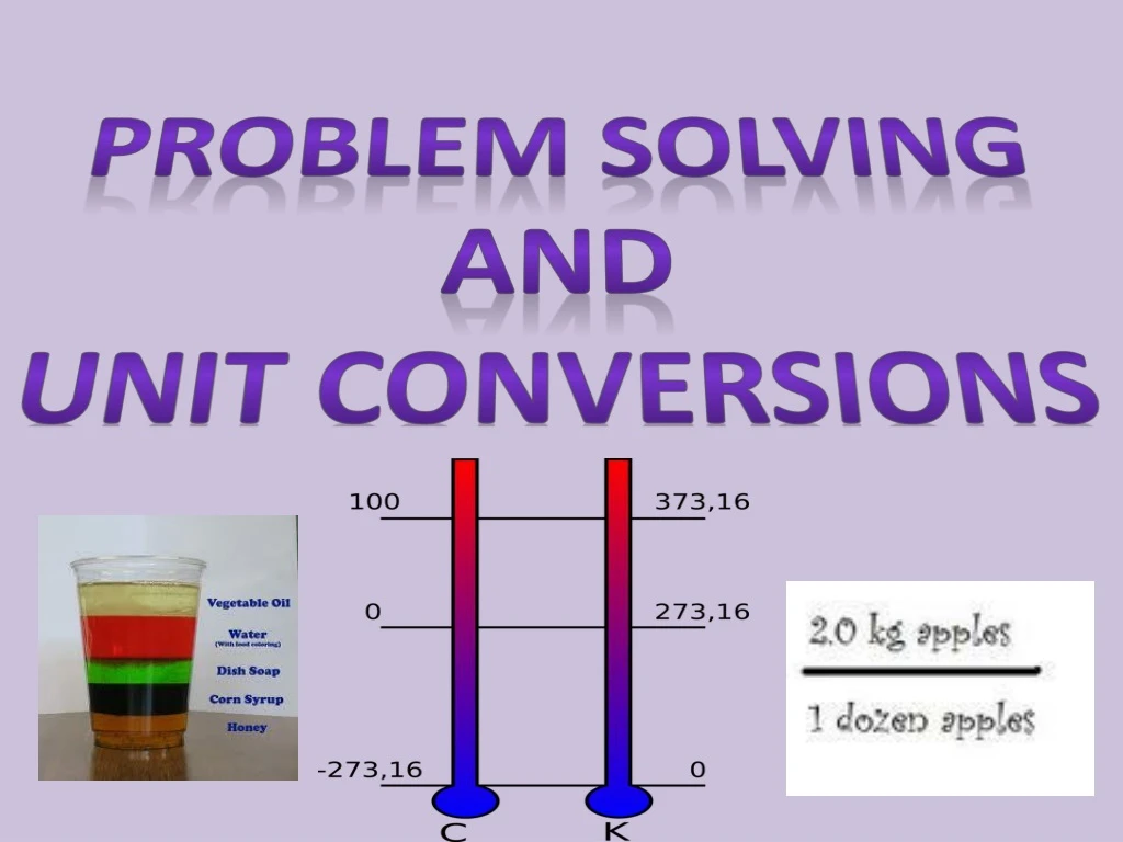 problem solving and unit conversions