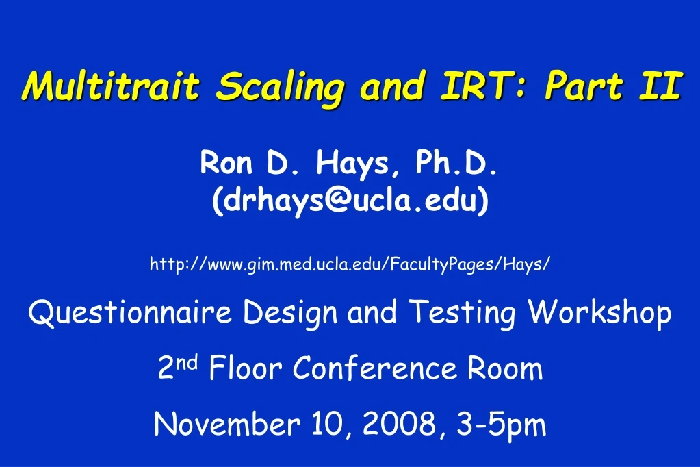 multitrait scaling and irt part ii