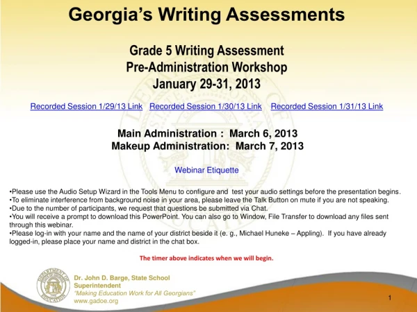 Georgia’s Writing Assessments