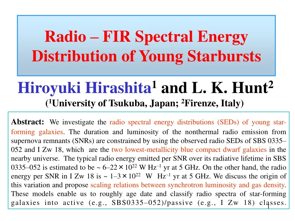 radio fir spectral energy distribution of young starbursts