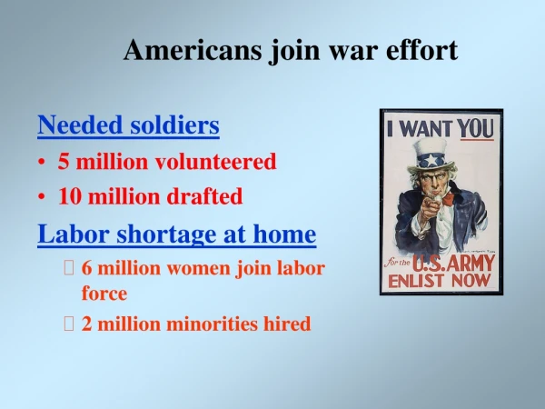 Americans join war effort