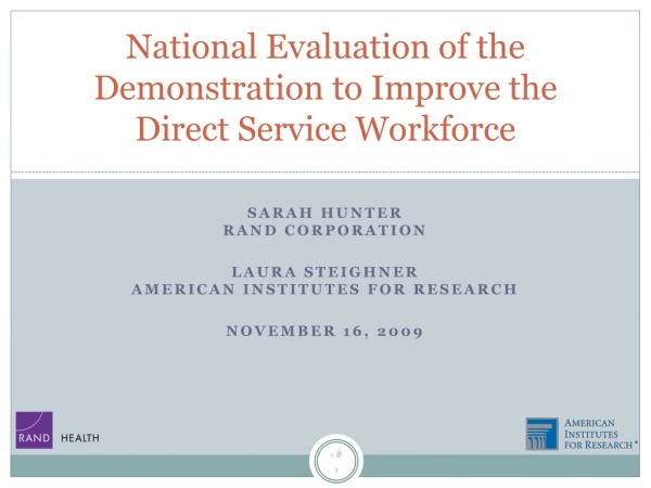 National Evaluation of the Demonstration to Improve the Direct Service Workforce