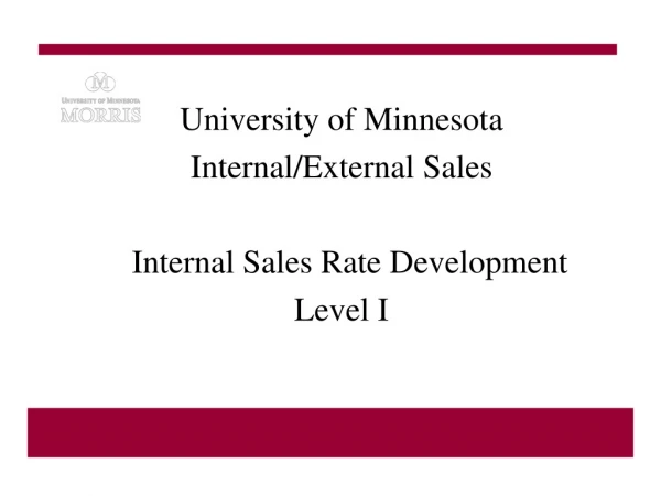 University of Minnesota Internal/External Sales   Internal Sales Rate Development Level I