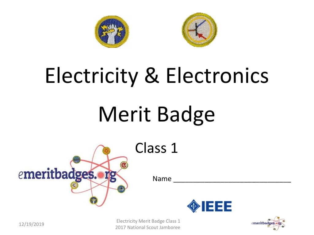 electricity electronics merit badge class 1